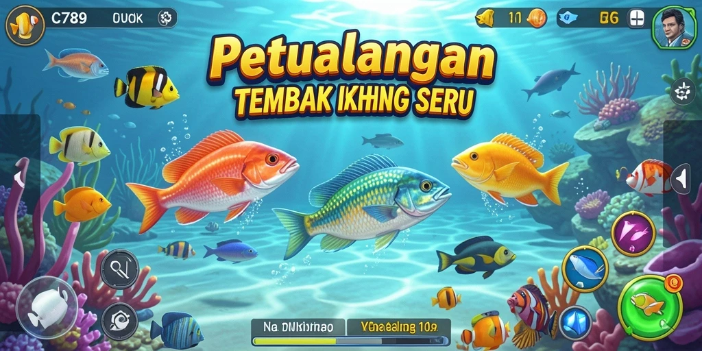Gameplay menarik C789 dengan berbagai ikan menunggu untuk ditembak.