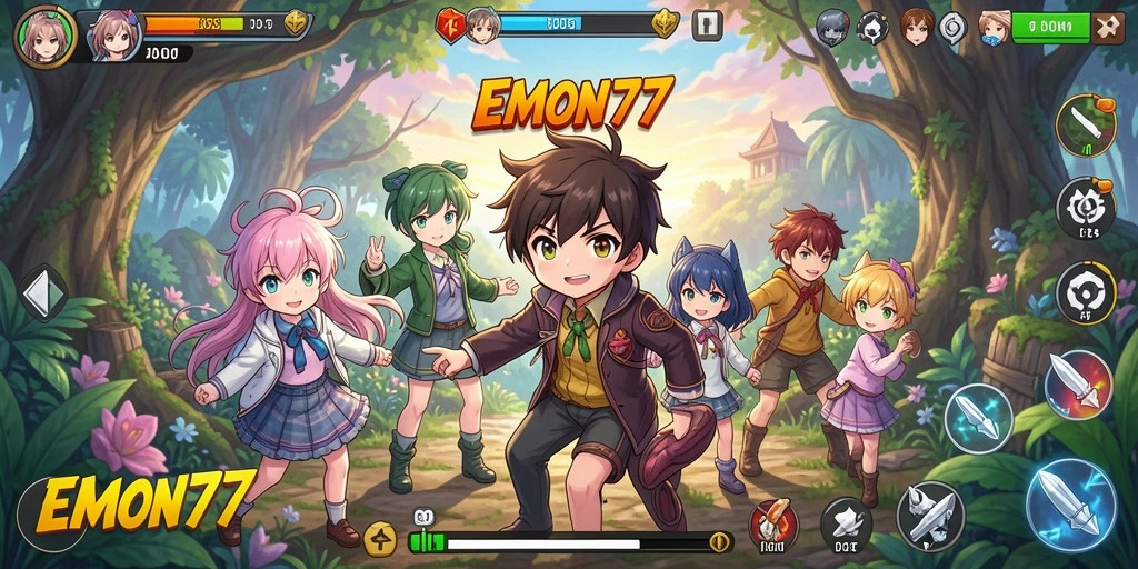 Gameplay seru dan visual menakjubkan dalam EMON77.