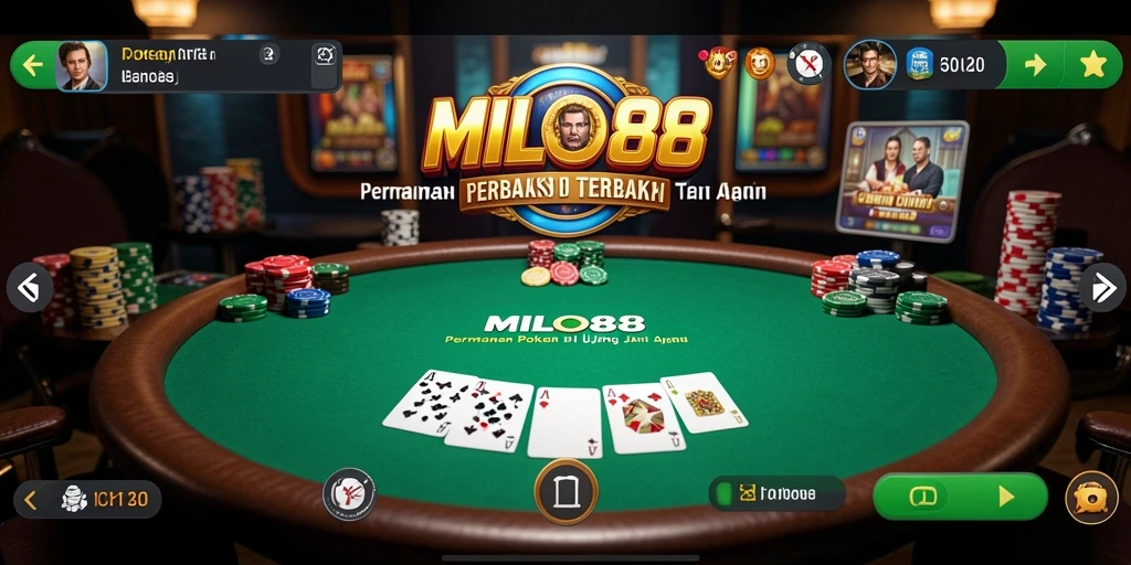 Tampilan gameplay seru dalam aplikasi MILO88 yang menampilkan aksi poker.