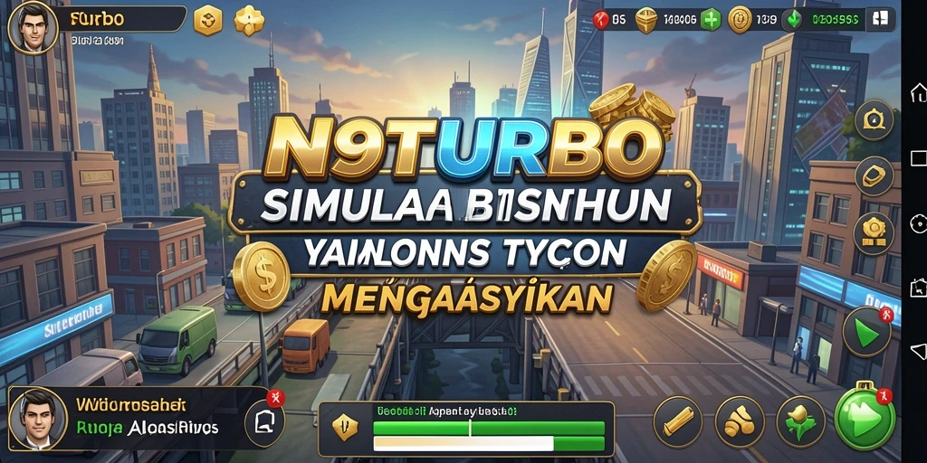 Tampilan gameplay dari N9TURBO dengan aktivitas bisnis yang seru.