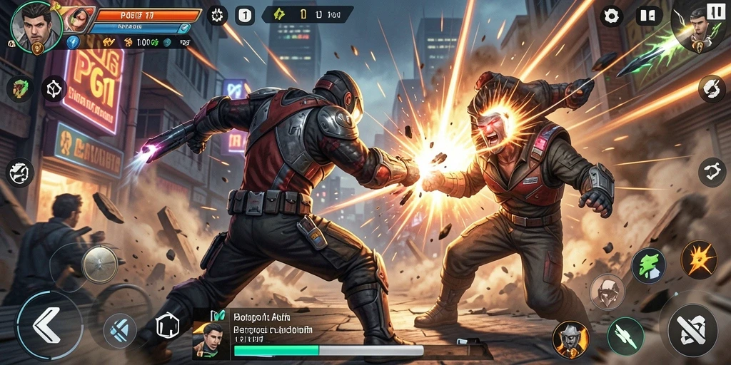 Tampilan gameplay PG11 menampilkan pertarungan seru dengan karakter yang bergerak dinamis.