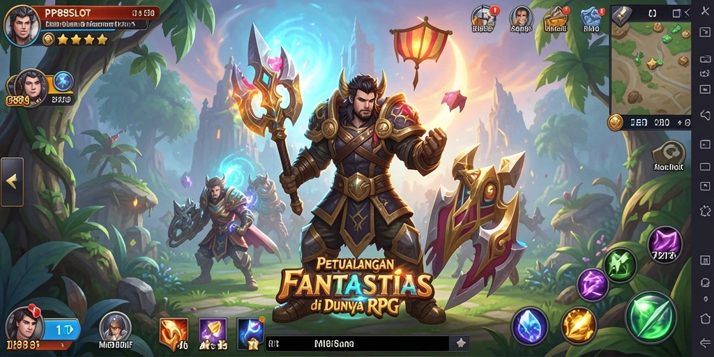 Tampilan gameplay menarik di dunia RPG yang fantastis.